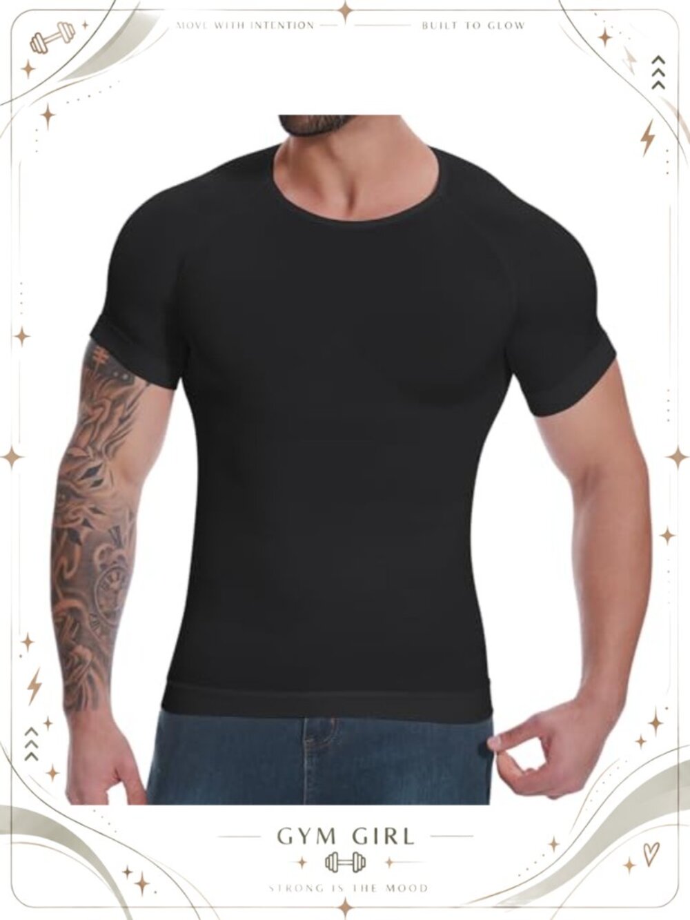 Mens Compression Shapewear Shirt Nylon Spandex Slimming Body Shaper